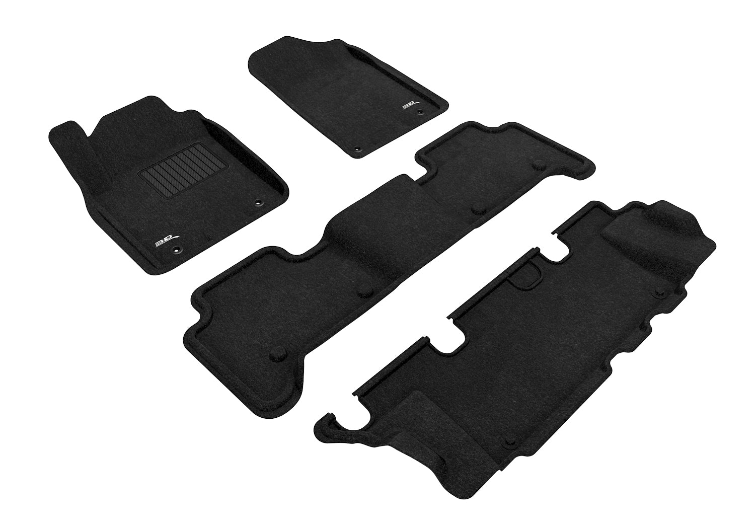 3D MAXpider |  2011 2024 INFINITI QX80 / QX56 ELEGANT 1ST ROW 2ND ROW 3RD ROW Floormats - BLACK - Woven PP