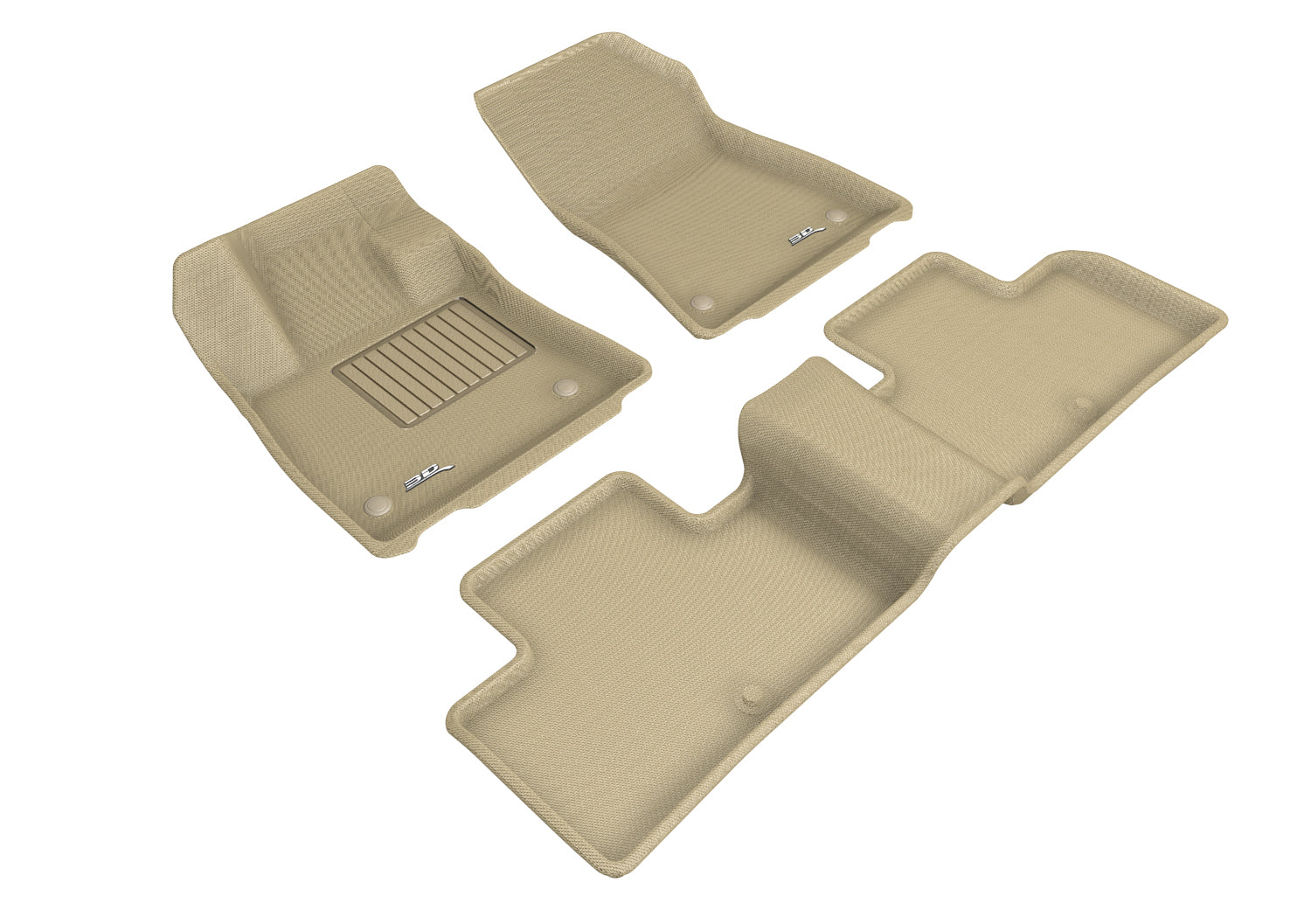 3D MAXpider |  2019 2022 INFINITI QX50 / QX55 KAGU 1ST ROW 2ND ROW Floormats - TAN - Carbon Fiber Embossed Pattern