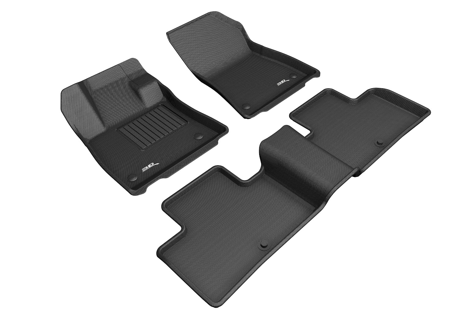 3D MAXpider |  2019 2023 INFINITI QX50 / QX55 KAGU 1ST ROW 2ND ROW Floormats - BLACK - Carbon Fiber Embossed Pattern