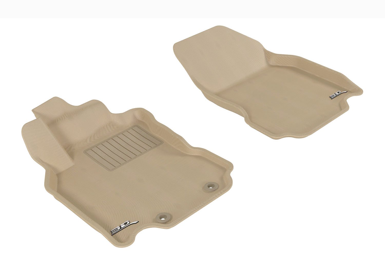 3D MAXpider |  2009 2014 NISSAN CUBE KAGU 1ST ROW Floormats - TAN - Carbon Fiber Embossed Pattern