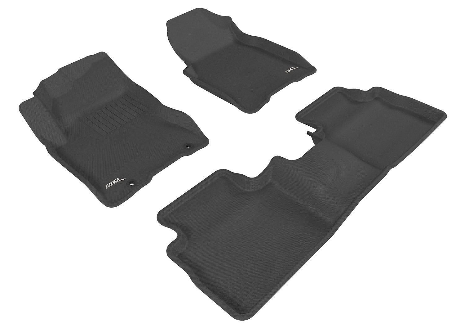 3D MAXpider |  2008 2013 NISSAN ROGUE KAGU 1ST ROW 2ND ROW Floormats - BLACK - Carbon Fiber Embossed Pattern