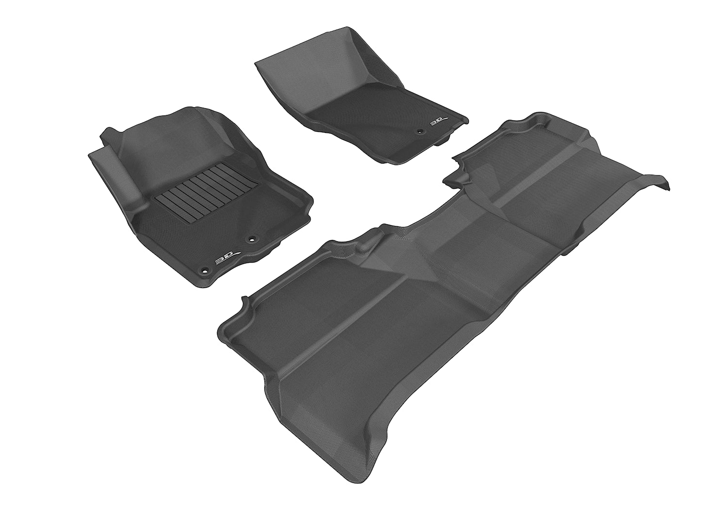 3D MAXpider |  2005 2019 NISSAN FRONTIER CREW CAB KAGU 1ST ROW 2ND ROW Floormats - BLACK - Carbon Fiber Embossed Pattern