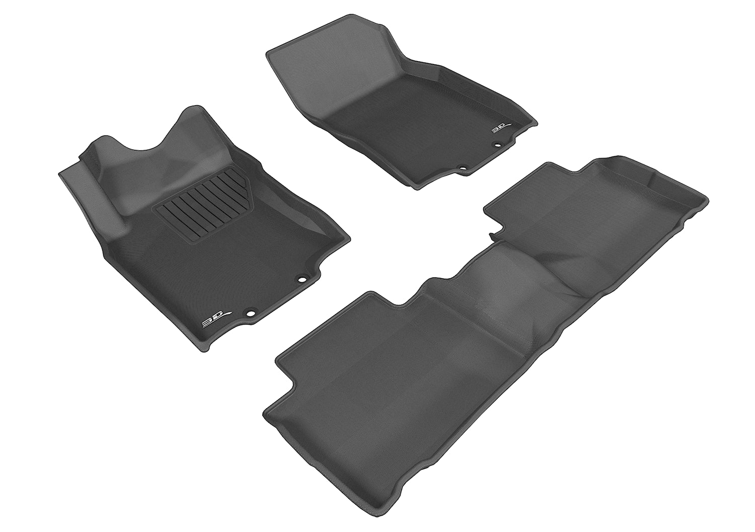 3D MAXpider |  2014 2020 NISSAN ROGUE KAGU 1ST ROW 2ND ROW Floormats - BLACK - Carbon Fiber Embossed Pattern