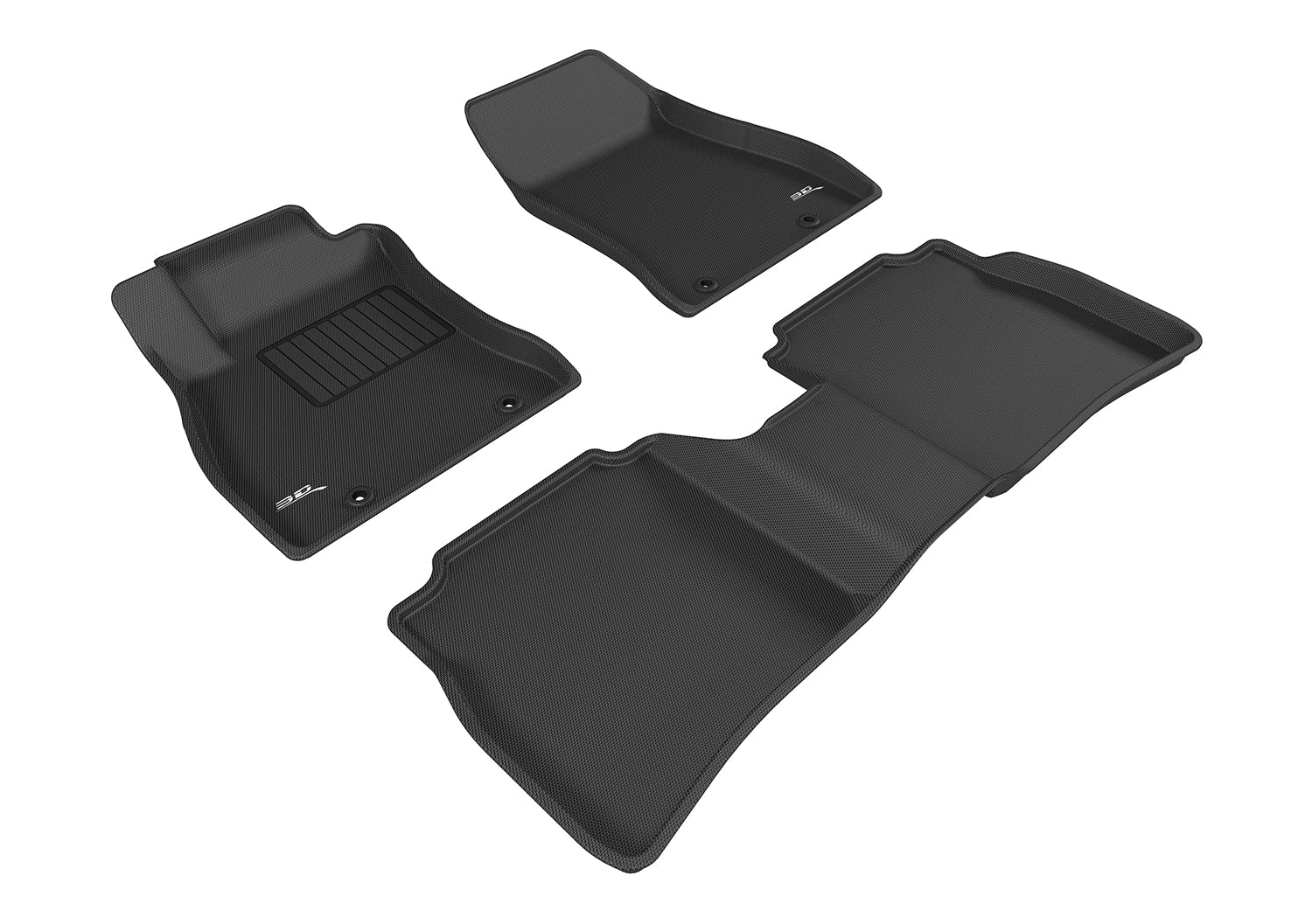 3D MAXpider |  2013 2019 NISSAN SENTRA KAGU 1ST ROW 2ND ROW Floormats - BLACK - Carbon Fiber Embossed Pattern