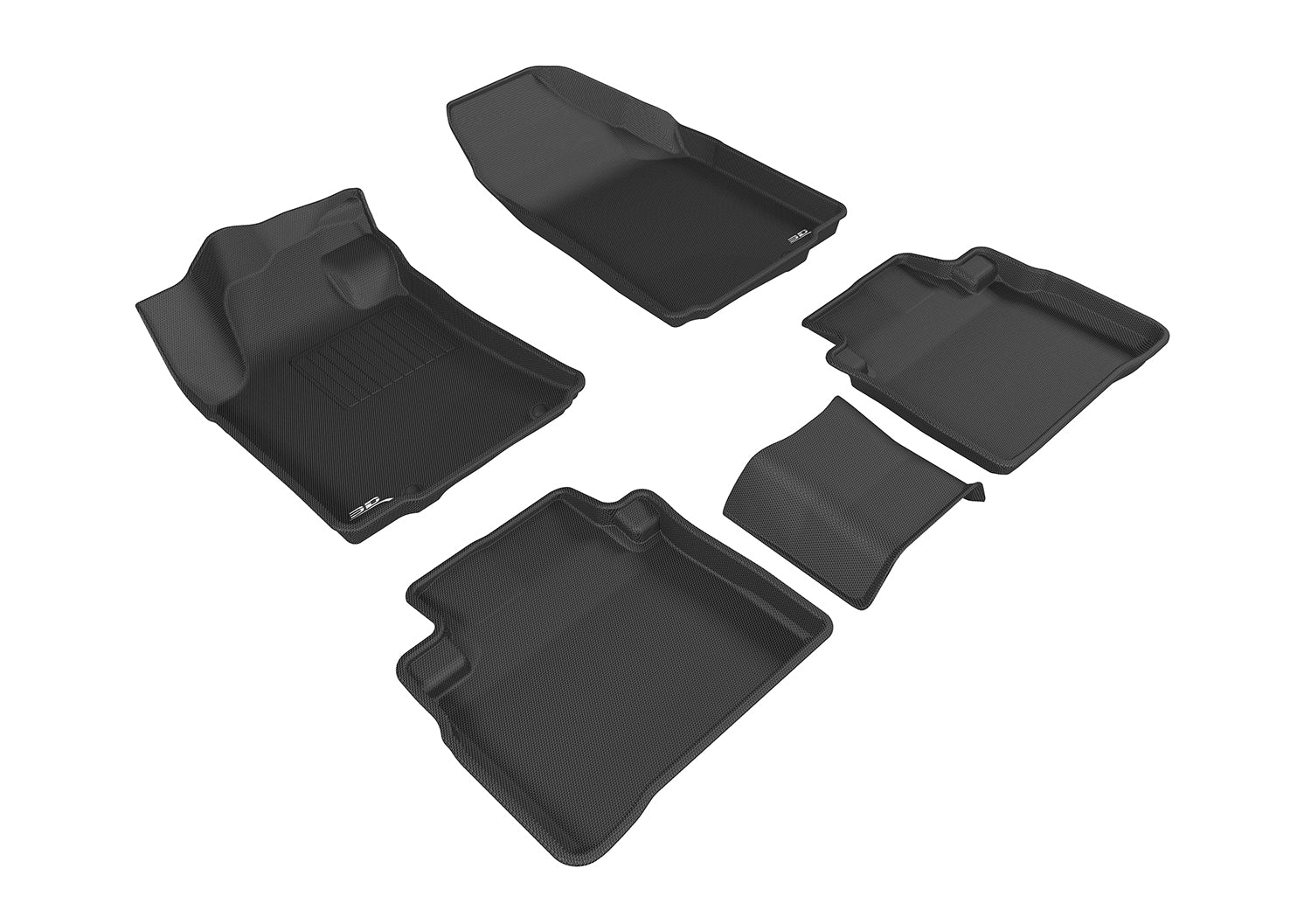 3D MAXpider |  2016 2023 NISSAN MAXIMA KAGU 1ST ROW 2ND ROW Floormats - BLACK - Carbon Fiber Embossed Pattern