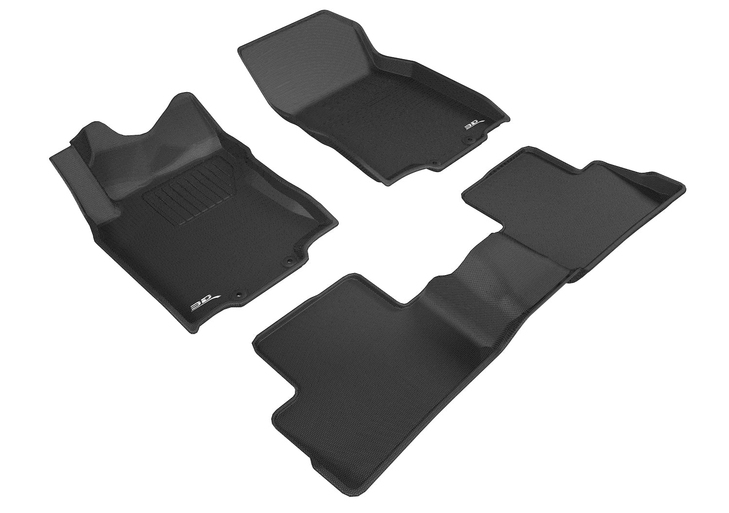 3D MAXpider |  2017 2022 NISSAN ROGUE SPORT KAGU 1ST ROW 2ND ROW Floormats - BLACK - Carbon Fiber Embossed Pattern