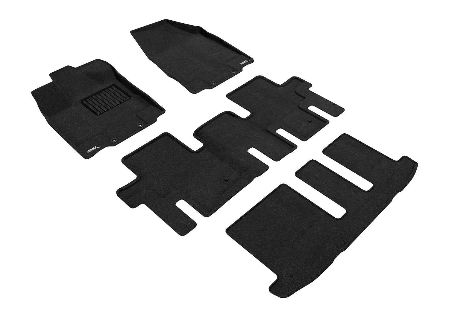 3D MAXpider |  2013 2020 NISSAN PATHFINDER ELEGANT 1ST ROW 2ND ROW 3RD ROW Floormats - BLACK - Woven PP