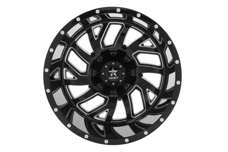 RBP 65R Glock 22x14 6x139.7 BP / 4.5 BS / -76mm Offset 78mm CB Gloss Black w/Machined Grooves Wheel