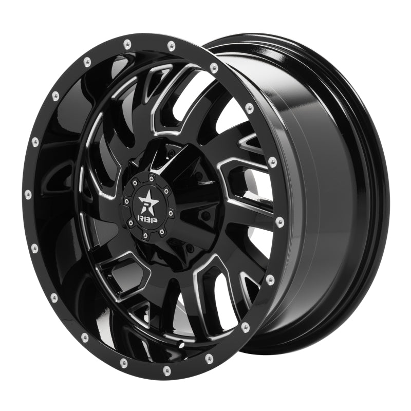 RBP 65R Glock 20x10 6x139.7 BP / 6 BS / 10mm Offset 78mm CB Gloss Black w/Machined Grooves Wheel