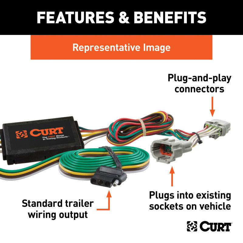 Curt 12-18 Nissan NV1500 Custom Wiring Harness (4-Way Flat Output)