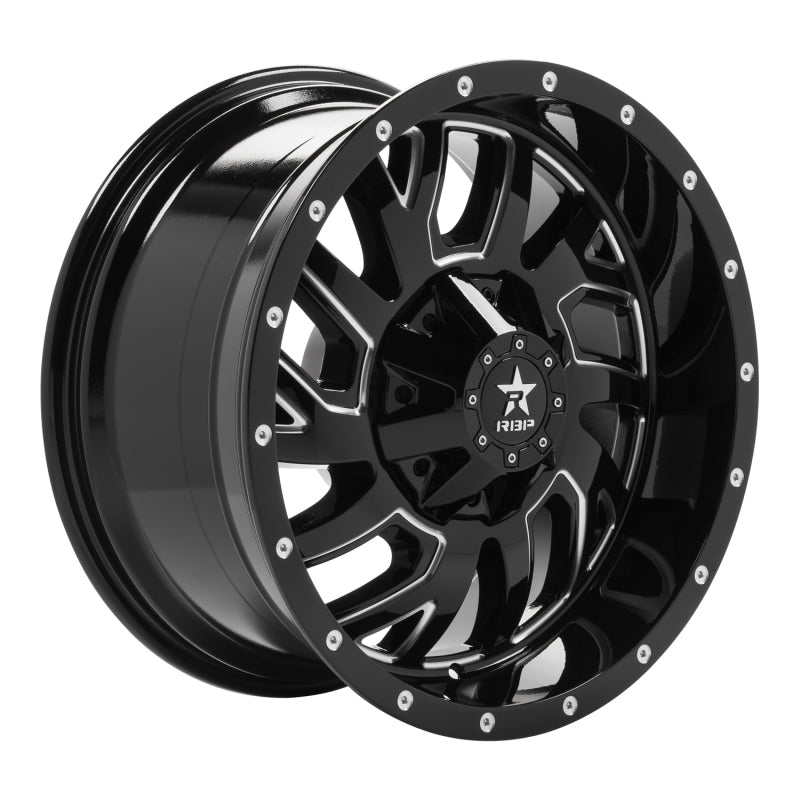 RBP 65R Glock 20x10 6x139.7 BP / 6 BS / 10mm Offset 78mm CB Gloss Black w/Machined Grooves Wheel