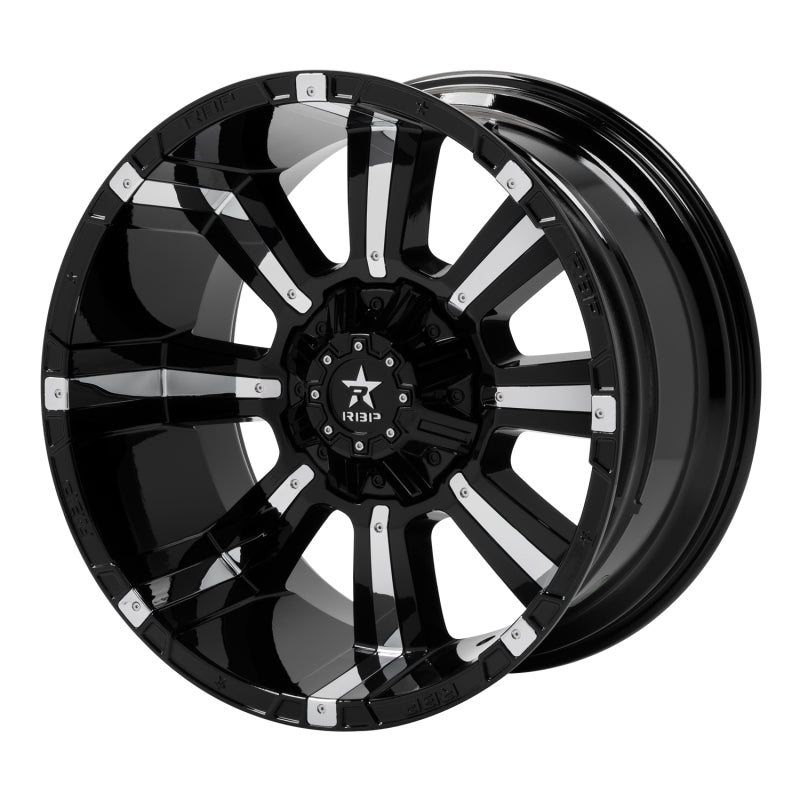 RBP 94R 22x12 6x139.7 BP / 4.75 BS -44mm Offset 78mm CB (Hub Centric) Black w/Chrome Inserts Wheel