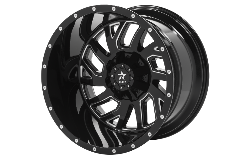 RBP 65R Glock 22x14 6x139.7 BP / 4.5 BS / -76mm Offset 78mm CB Gloss Black w/Machined Grooves Wheel