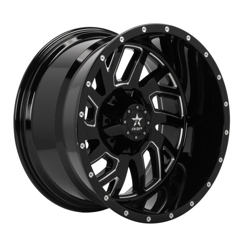 RBP 65R Glock 22x12 6x139.7 BP / 4.75 BS / -44mm Offset 78mm CB Gloss Black w/Machined Grooves Wheel