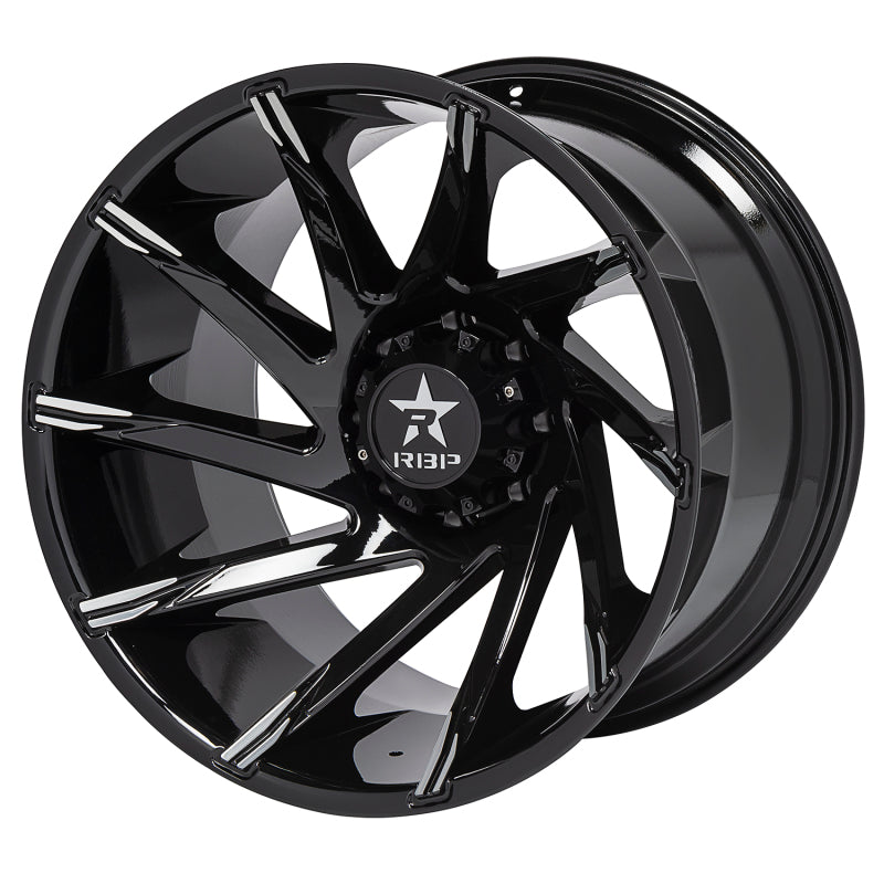 RBP 77R Spike 18x9.0 6x139.7 BP / 5.5 BS / 10mm Offset 78mm CB Gloss Black w/Machined Accent Wheel