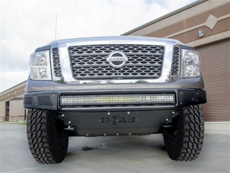 N-Fab M-RDS Front Bumper 16-17 Nissan Titan - Gloss Black w/Silver Skid Plate