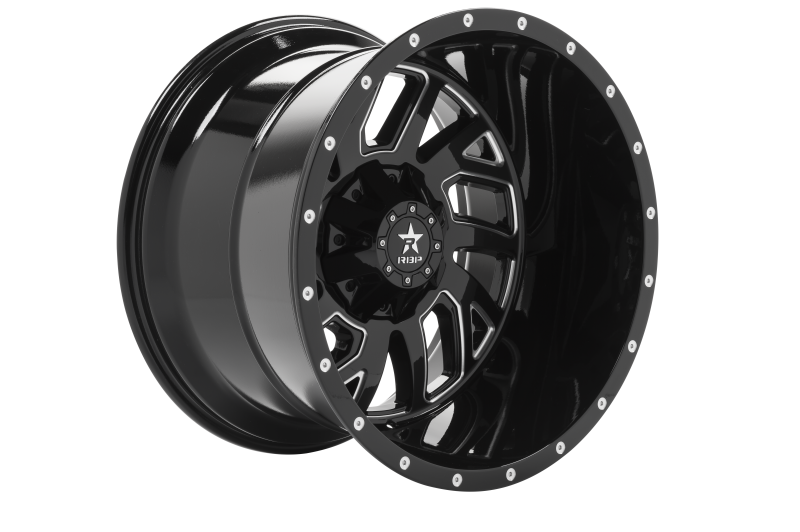 RBP 65R Glock 22x14 6x139.7 BP / 4.5 BS / -76mm Offset 78mm CB Gloss Black w/Machined Grooves Wheel