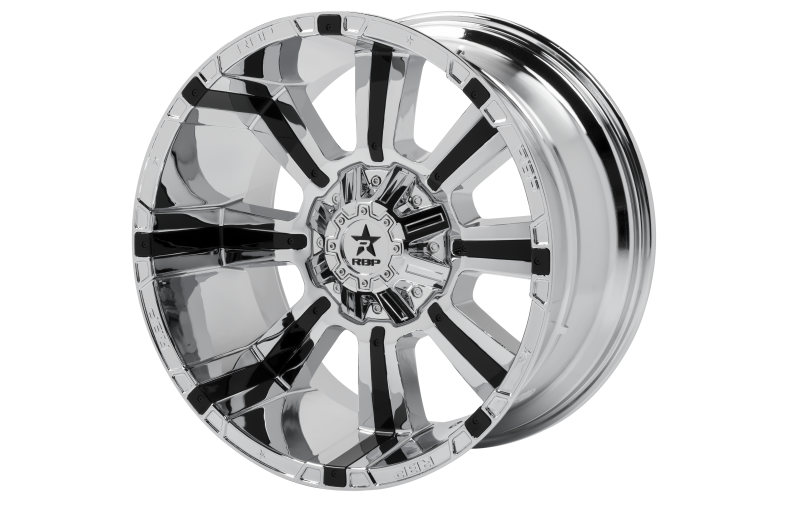 RBP 94R 22x12 6x139.7 BP / 4.75 BS -44mm Offset 78mm CB (Hub Centric) Chrome w/Blk Inserts Wheel