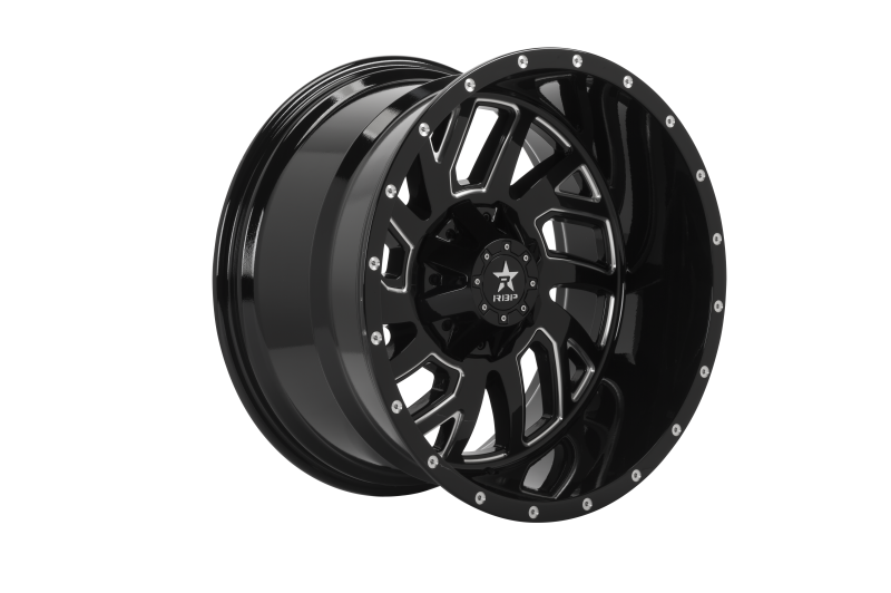 RBP 65R Glock 22x12 6x139.7 BP / 4.75 BS / -44mm Offset 78mm CB Gloss Black w/Machined Grooves Wheel