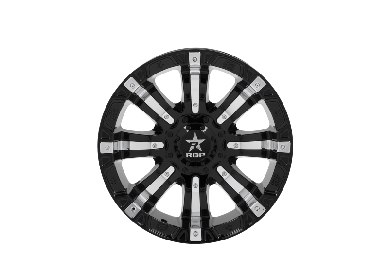 RBP 94R 18x9.0 6x139.7 BP / 5.5 BS 10mm Offset 78mm CB (Hub Centric) Black w/Chrome Inserts Wheel