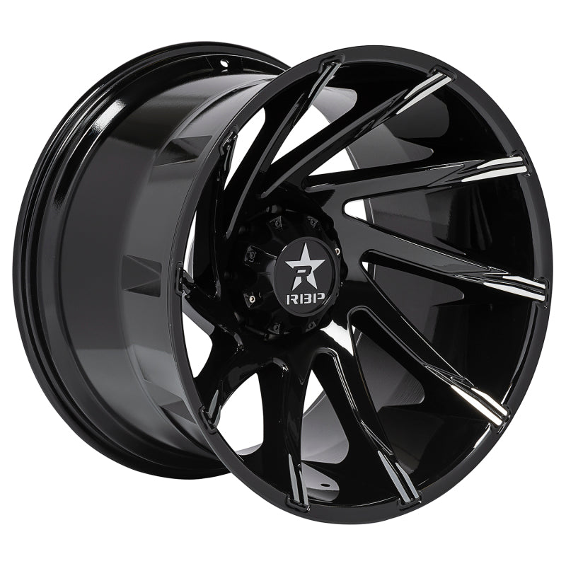 RBP 77R Spike 18x9.0 6x139.7 BP / 5.5 BS / 10mm Offset 78mm CB Gloss Black w/Machined Accent Wheel