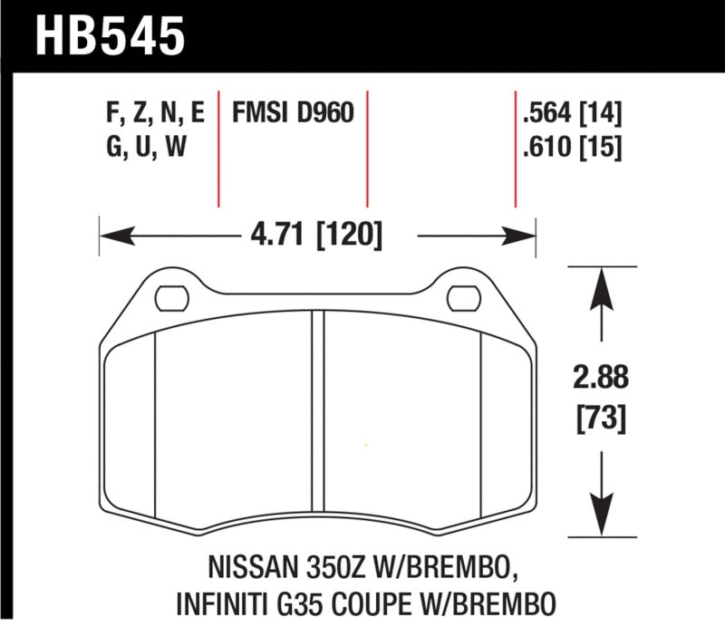 Hawk 03-07 G35/ 03-09 350z/03-06 Sentra w/ Brembo DTC-30 Front Brake Pads