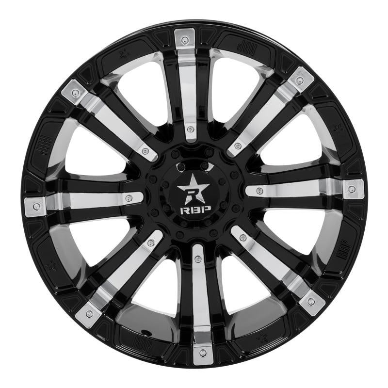 RBP 94R 20x10 6x139.7 BP / 6 BS 10mm Offset 78mm CB (Hub Centric) Black w/Chrome Inserts Wheel