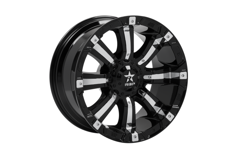 RBP 94R 20x10 6x139.7 BP / 6 BS 10mm Offset 78mm CB (Hub Centric) Black w/Chrome Inserts Wheel