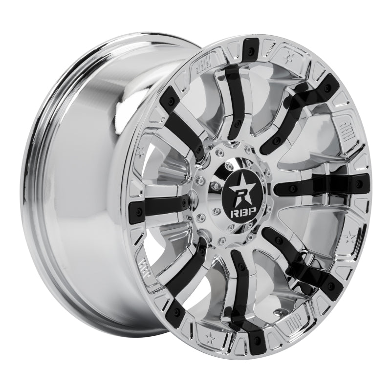 RBP 94R 18x10 6x139.7 BP / 5 BS -12mm Offset 78mm CB (Hub Centric) Chrome w/Black Inserts Wheel