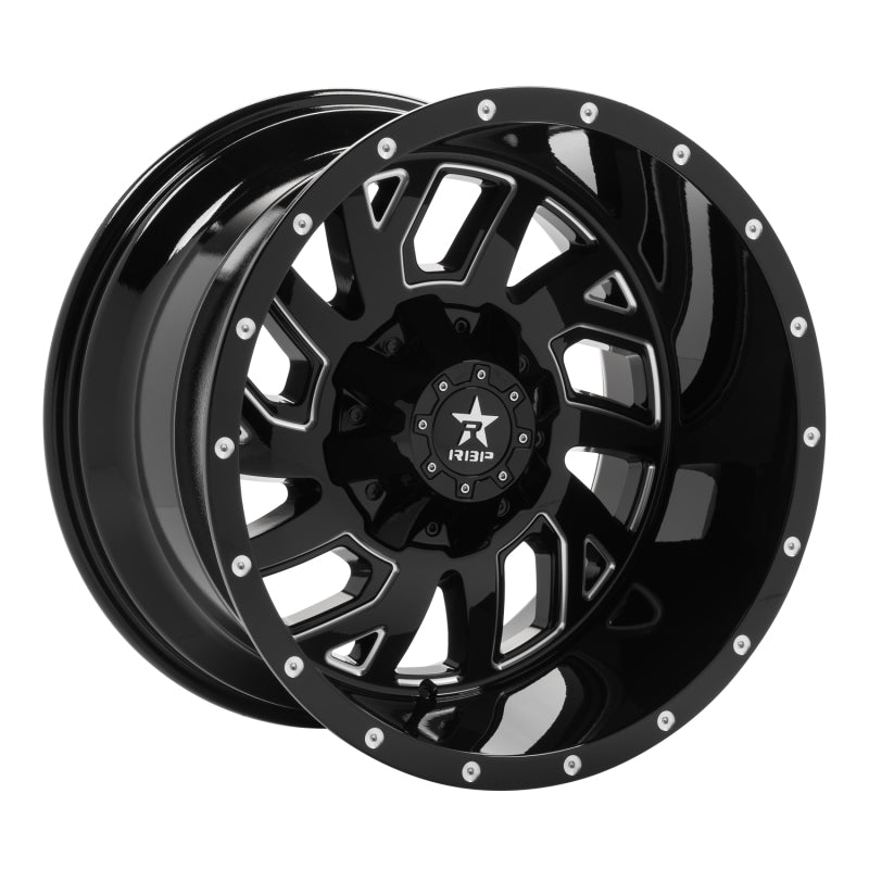 RBP 65R Glock 20x12 6x139.7 BP / 4.75 BS / -44mm Offset 78mm CB Gloss Black w/Machined Grooves Wheel