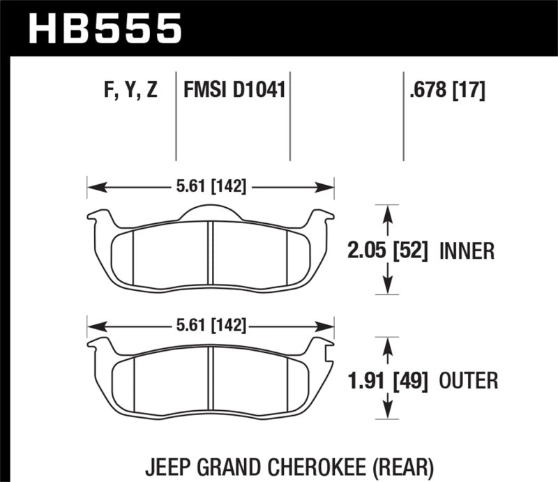 Hawk Infiniti QX56 / Nissan Armada / Nissan Titan Rear Performance Ceramic Street Brake Pads