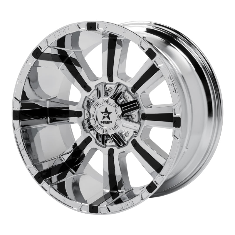 RBP 94R 22x12 6x139.7 BP / 4.75 BS -44mm Offset 78mm CB (Hub Centric) Chrome w/Blk Inserts Wheel