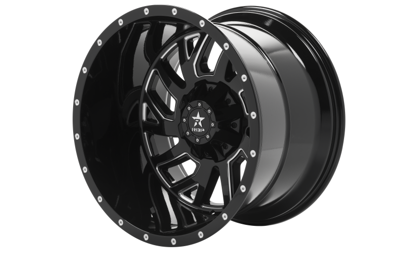 RBP 65R Glock 22x14 6x139.7 BP / 4.5 BS / -76mm Offset 78mm CB Gloss Black w/Machined Grooves Wheel