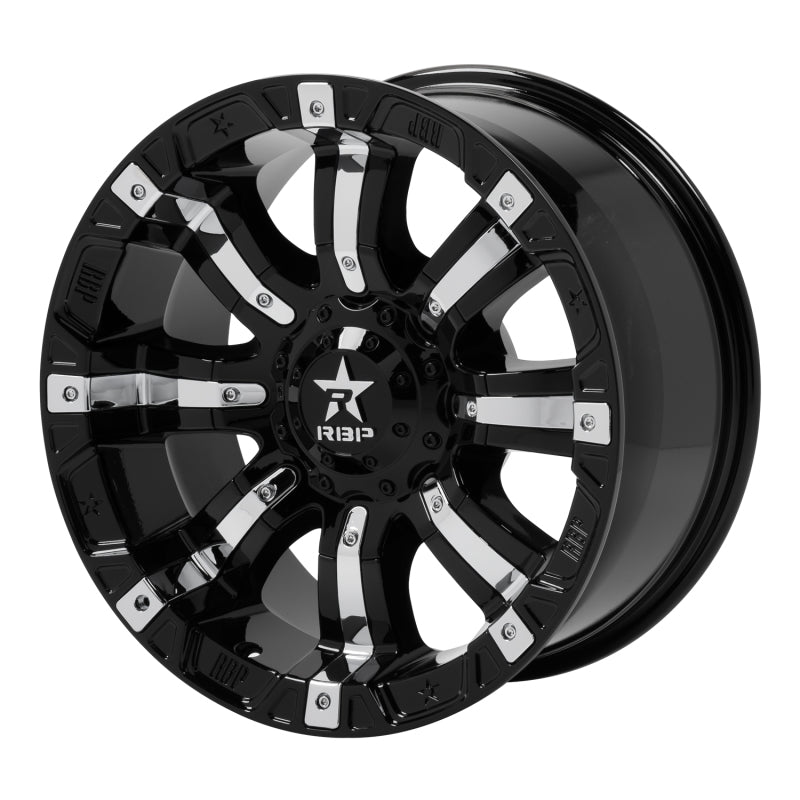 RBP 94R 18x9.0 6x139.7 BP / 5 BS 0mm Offset 78mm CB (Hub Centric) Black w/Chrome Inserts Wheel