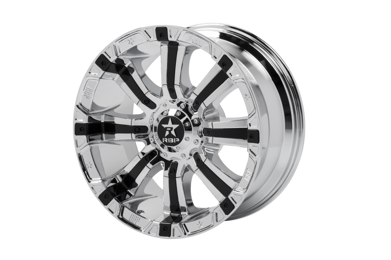 RBP 94R 20x10 6x139.7 BP / 5 BS -12mm Offset 78mm CB (Hub Centric) Chrome w/Black Inserts Wheel