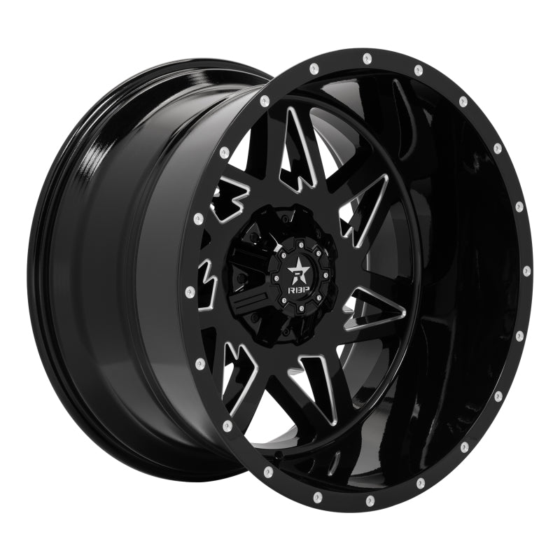 RBP 71R Avenger 24x14 6x139.7 BP / 4.5 BS / -76mm Offset 78mm CB Gloss Black Machined Grooves Wheel