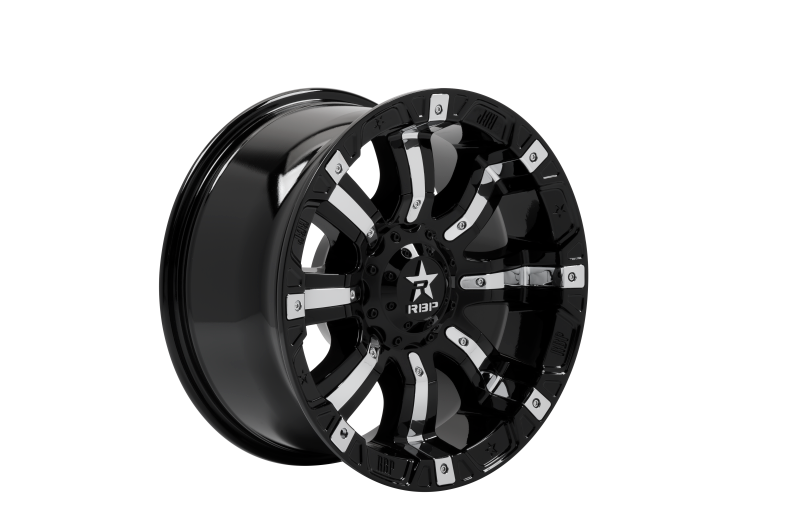 RBP 94R 18x9.0 6x139.7 BP / 5.5 BS 10mm Offset 78mm CB (Hub Centric) Black w/Chrome Inserts Wheel