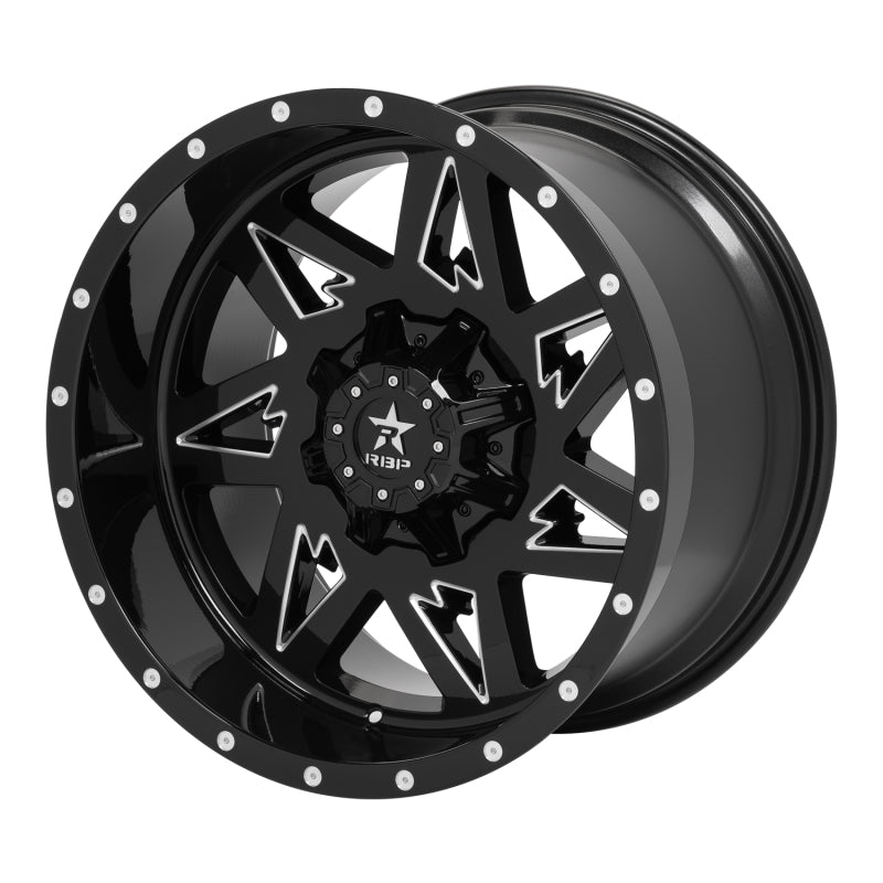 RBP 71R Avenger 20x10 6x139.7 BP / 6 BS / 10mm Offset 78mm CB Gloss Black w/Machined Grooves Wheel