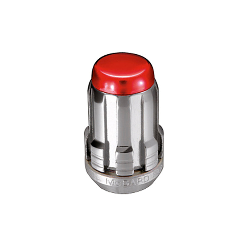 McGard SplineDrive Lug Nut (Cone Seat) M12X1.25 / 1.24in. Length (Box of 50) - Red Cap (Req. Tool)