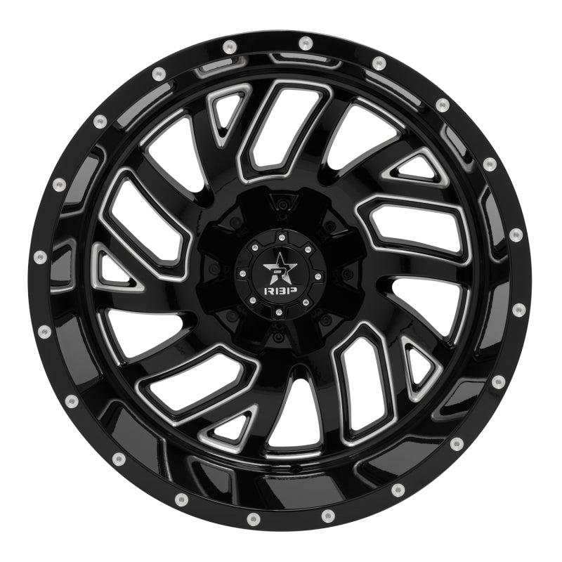 RBP 65R Glock 22x12 6x139.7 BP / 4.75 BS / -44mm Offset 78mm CB Gloss Black w/Machined Grooves Wheel