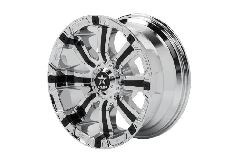 RBP 94R 20x10 6x139.7 BP / 5.5 BS 0mm Offset 78mm CB (Hub Centric) Chrome w/Black Inserts Wheel