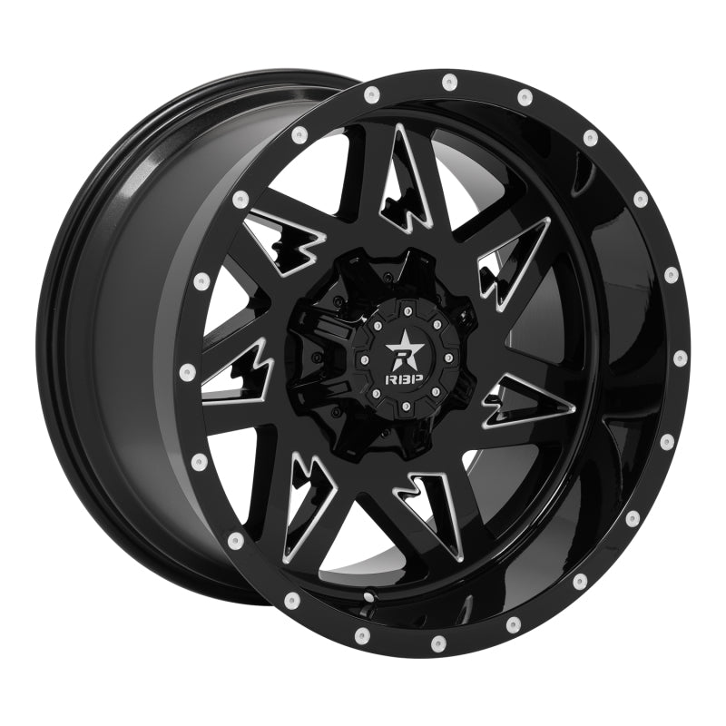 RBP 71R Avenger 20x10 6x139.7 BP / 6 BS / 10mm Offset 78mm CB Gloss Black w/Machined Grooves Wheel