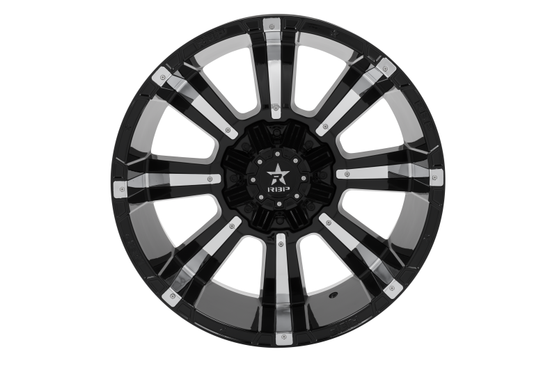 RBP 94R 22x12 6x139.7 BP / 4.75 BS -44mm Offset 78mm CB (Hub Centric) Black w/Chrome Inserts Wheel