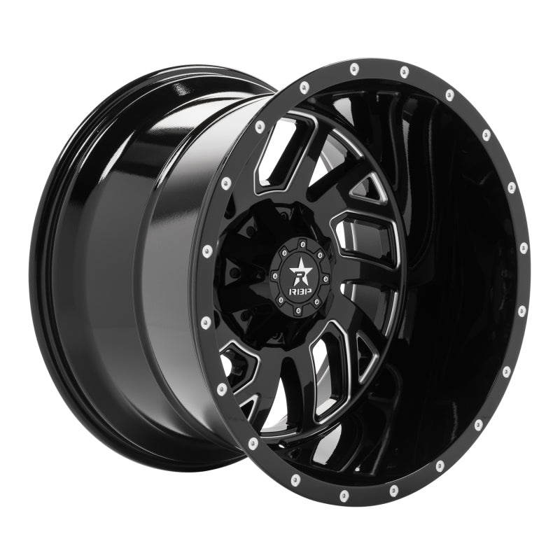 RBP 65R Glock 22x14 6x139.7 BP / 4.5 BS / -76mm Offset 78mm CB Gloss Black w/Machined Grooves Wheel