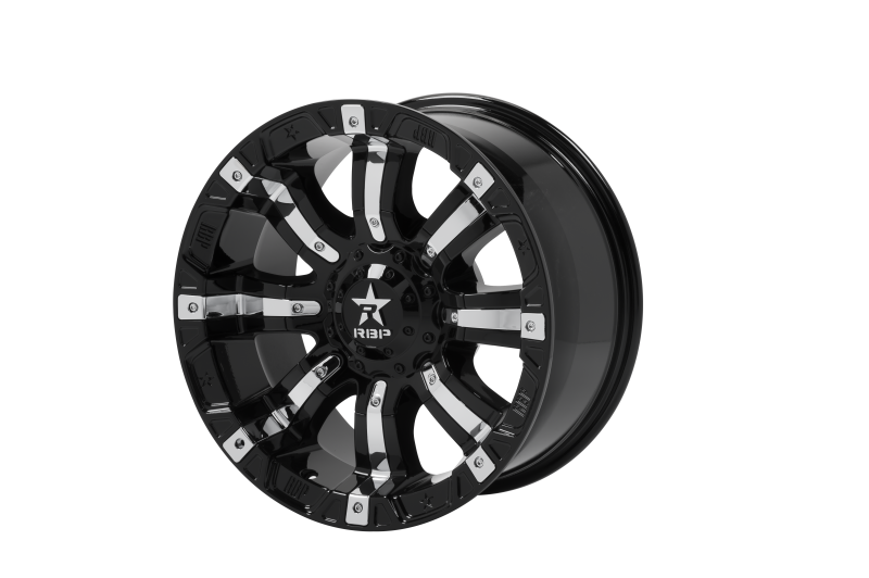 RBP 94R 18x9.0 6x139.7 BP / 5.5 BS 10mm Offset 78mm CB (Hub Centric) Black w/Chrome Inserts Wheel