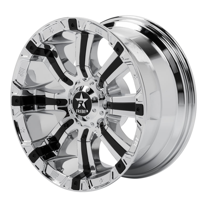 RBP 94R 20x9.0 6x139.7 BP / 4.5 BS -12mm Offset 78mm CB (Hub Centric) Chrome w/Black Inserts Wheel