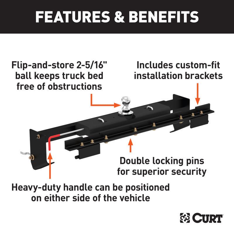 Curt 17-19 Nissan Titan Double Lock Gooseneck Hitch Kit w/Installation Brackets