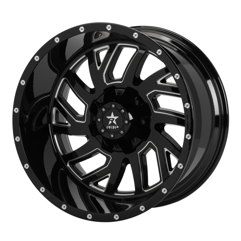 RBP 65R Glock 22x12 6x139.7 BP / 4.75 BS / -44mm Offset 78mm CB Gloss Black w/Machined Grooves Wheel