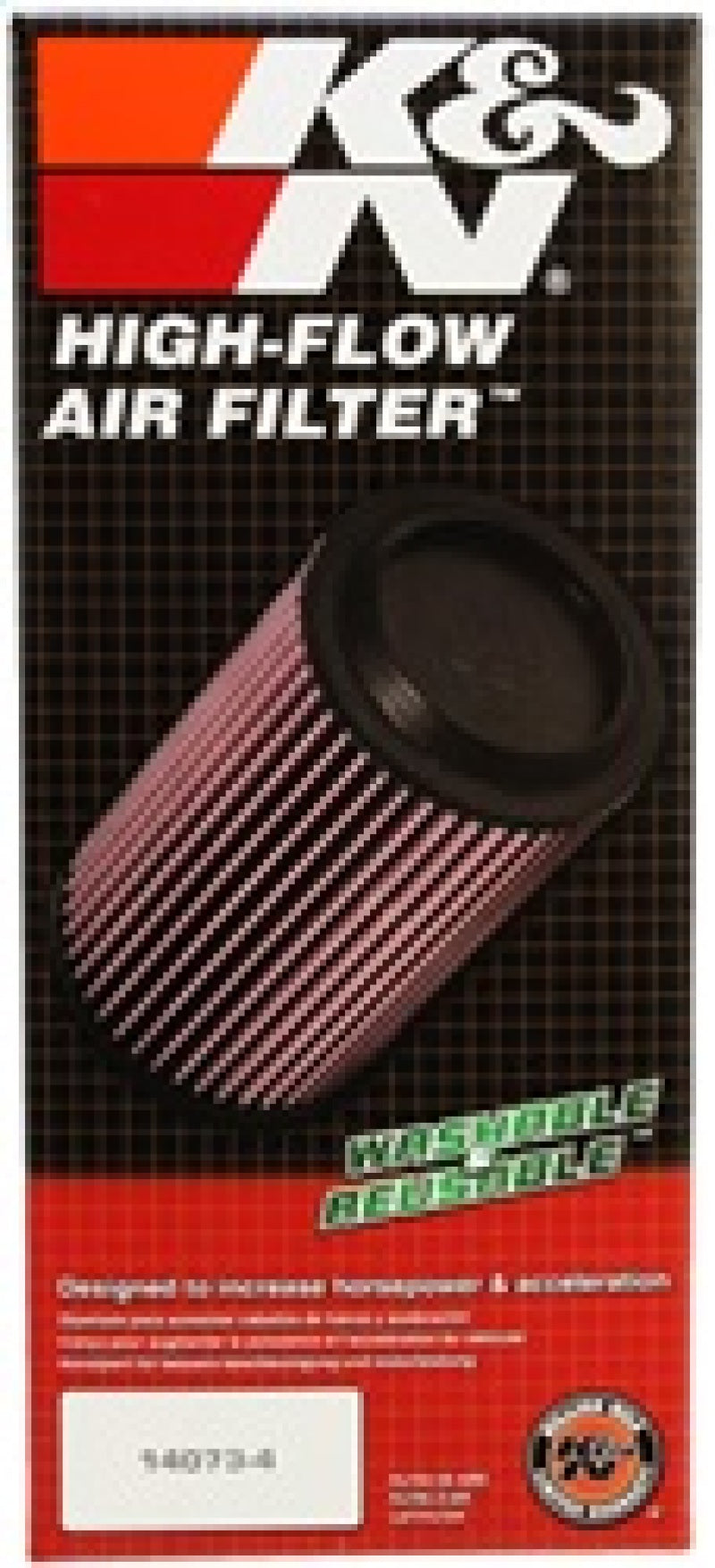 K&N Universal Filter 3.188in Flange ID x 4.5in Side A Length x 3.25in Side C Length x 11.37in Height