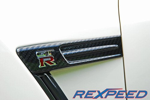 Rexspeed GTR R35 Dry Carbon Emblem Cover - Matte Finish